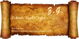 Zubek György névjegykártya