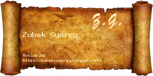 Zubek György névjegykártya